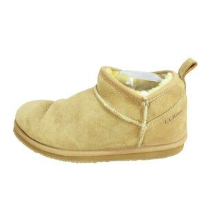 LL Bean Brown Suede Wicked Good Shearling Lined Slipper Ankle Boots Size 9 M